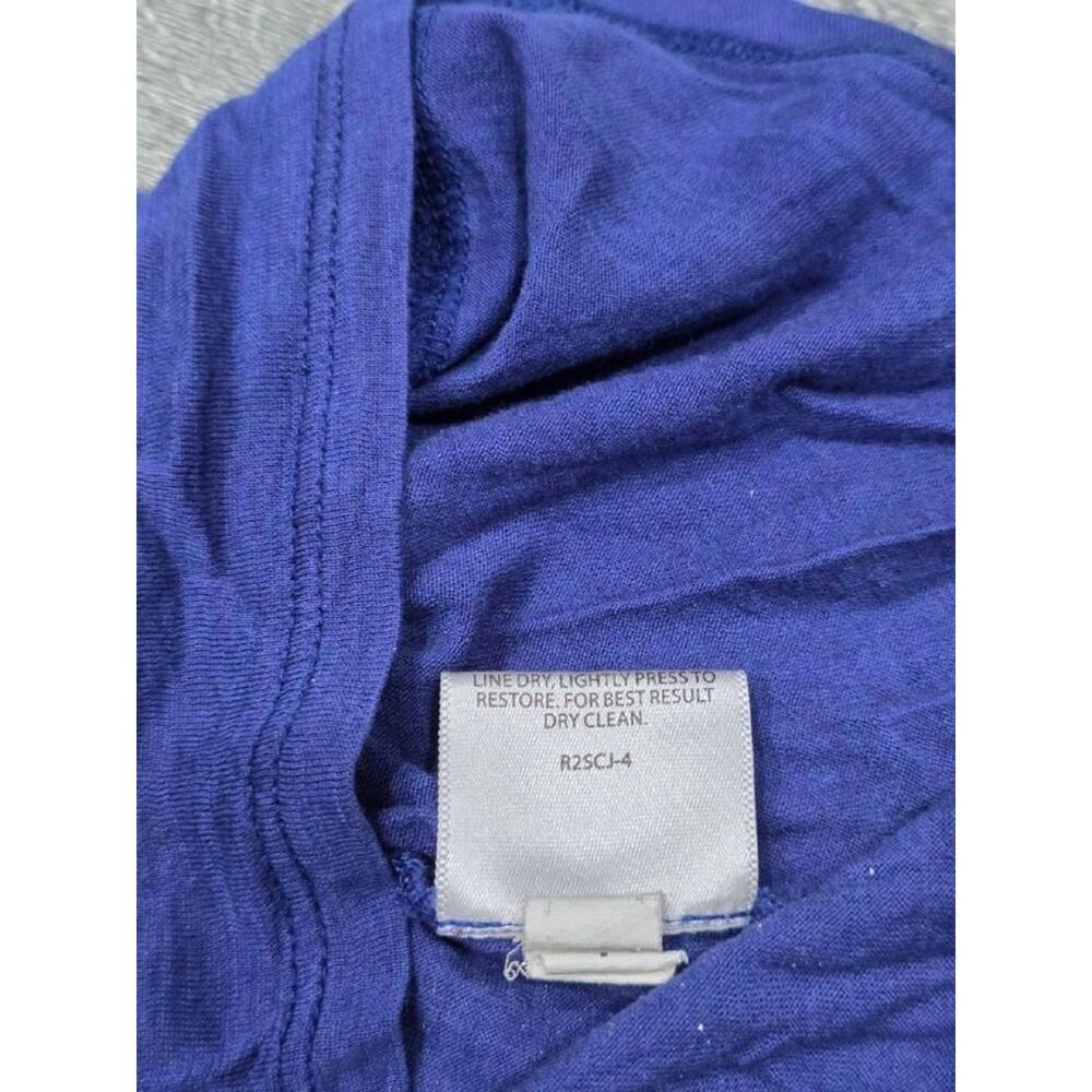 EILEEN FISHER Top Silk Cotton Stretch Jersey Crop 3/4 Crewneck Blue L A004184 - Picture 6 of 8